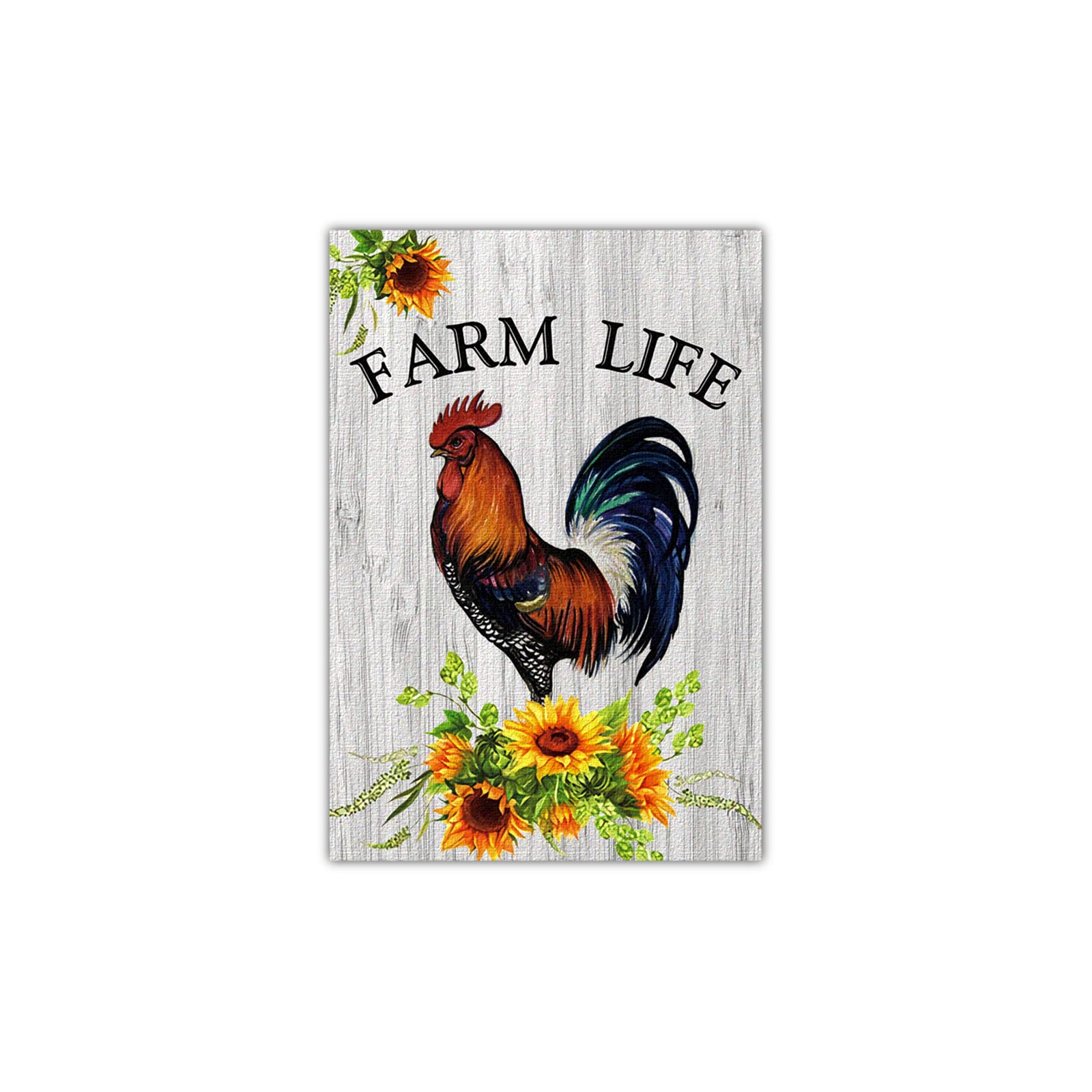 Farm Life Flag, Welcome Garden Yard Flag, Chicken Rooster Sunflower, Decoration for Outside Flag, Vertical Double Side 12x18 Inch