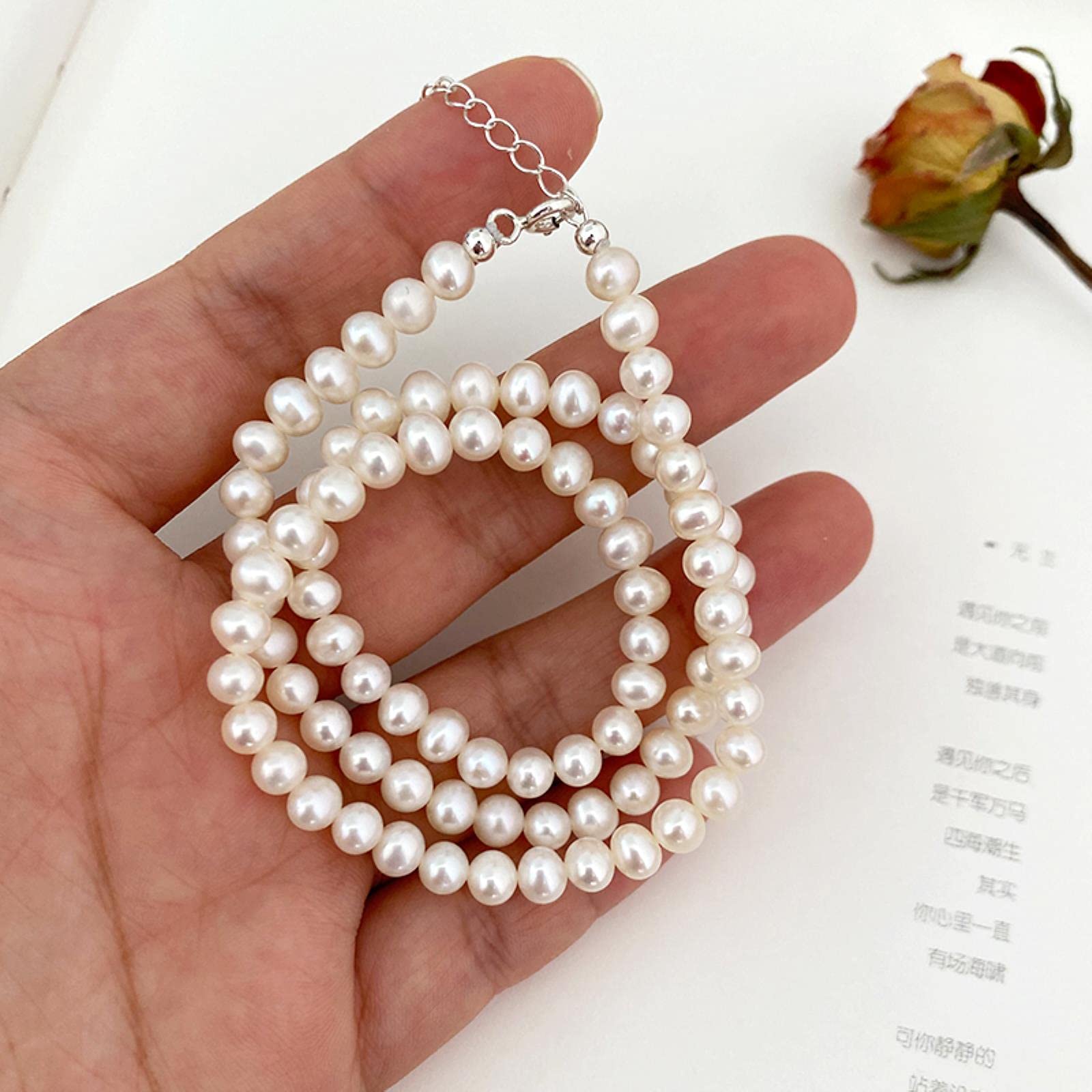 LOKILOKI Collar De Perlas De Agua Dulce Natural 925 Cadena De Plata Esterlina Joyería De Moda para Mujeres