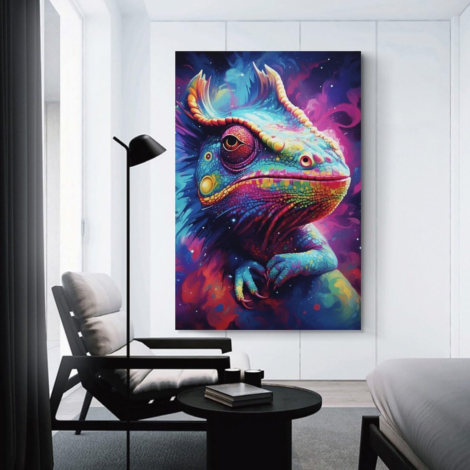 Junmoney Unframe-Style-16 Decorative Wall Artwork Colorful Lizard Art Print, 12X18inch(30X45cm), For Sofa Walls, Lounge Or Home Corners, Modern Wall Decor For Cosy Interiors