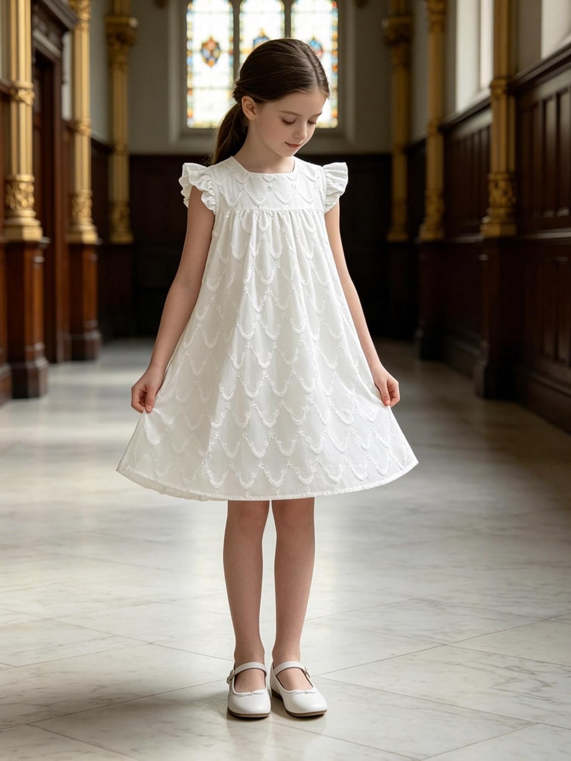 Girls Dresses Embroidered A-Line Sundress Summer Party Casual Dress for Toddler 4-10Y