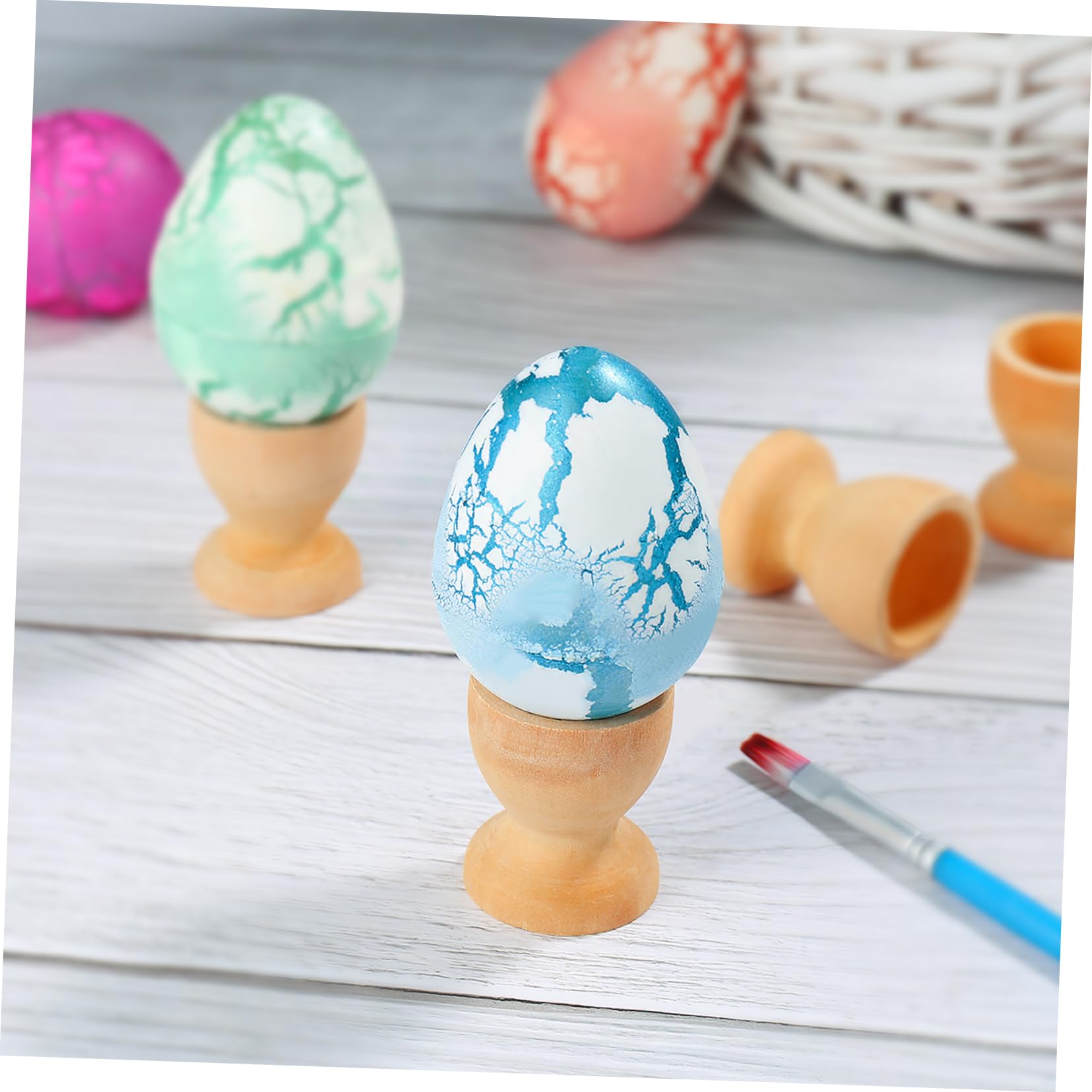 Cabilock 15Pcs Wooden Egg Holders for Egg Tray Wine Glass Shaped Egg Cups Tabletop Storage for Decorative Egg Stands for Crafts and Celebrations
