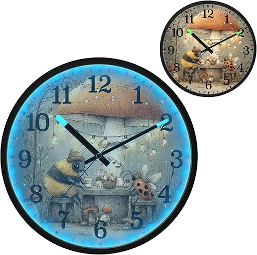 Miniatura 2 de Luminous Voice-Activated Clock Non-Ticking Silent Battery Operated Small Analog Clock Retro Bees 12 Inch for Office, Home, Bathroom, Kitchen,