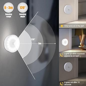 6 Pack Motion Sensor Light Indoor, USB Rechargeable Night Light- Cold White