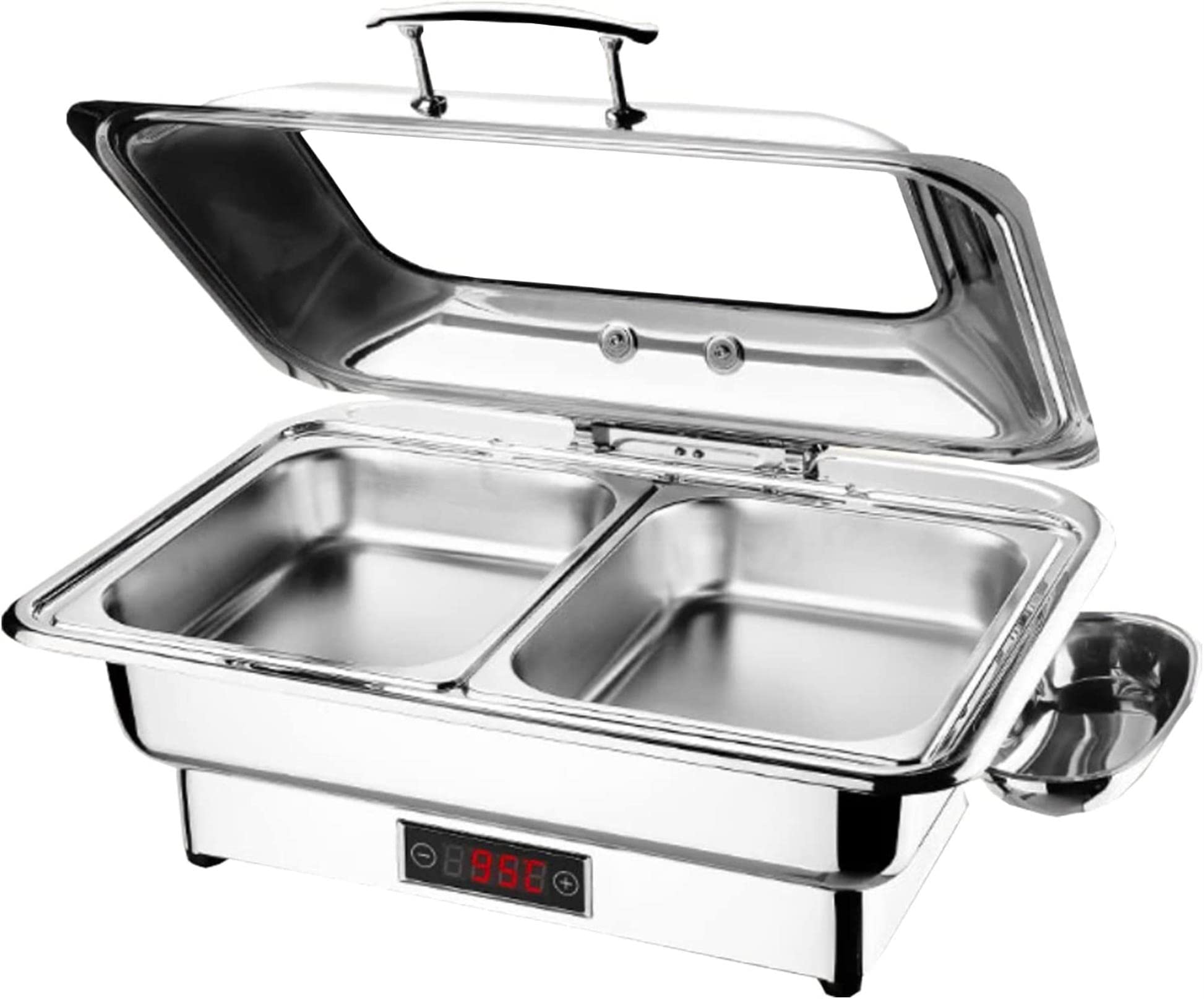 Calentador De Comida para Buffet, Calientaplatos Eléctrico para Buffet 9l Servidor De Buffet Chafing Dish con Termostato Regulable, Calienta Platos Electrico para Aislamiento De Larga Duración