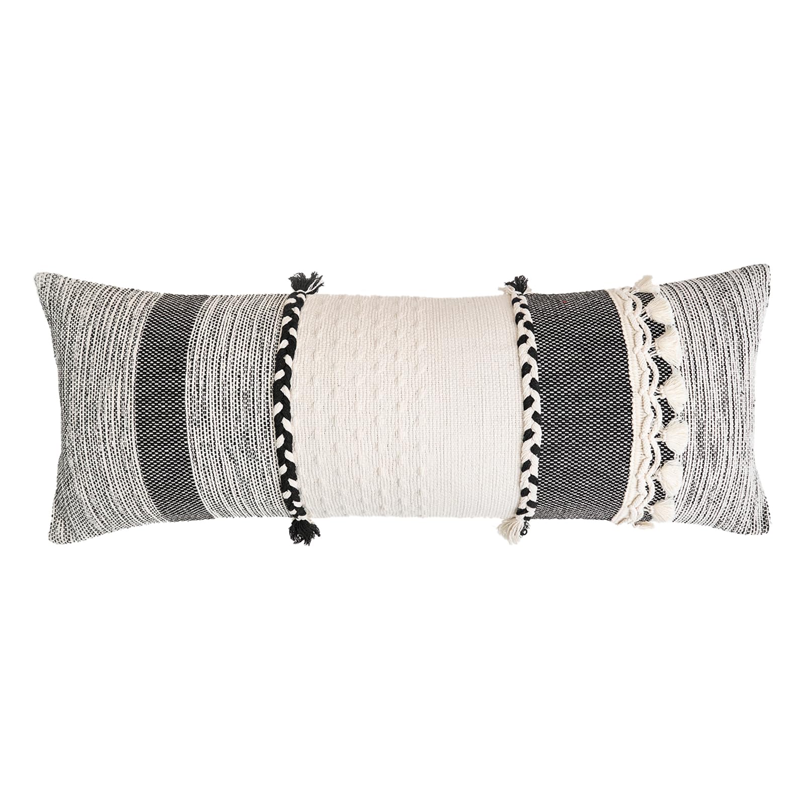 Labilin Long Lumbar Cushion Covers 14x36, Boho Long Decorative Pillows with Tassels Pillowcase