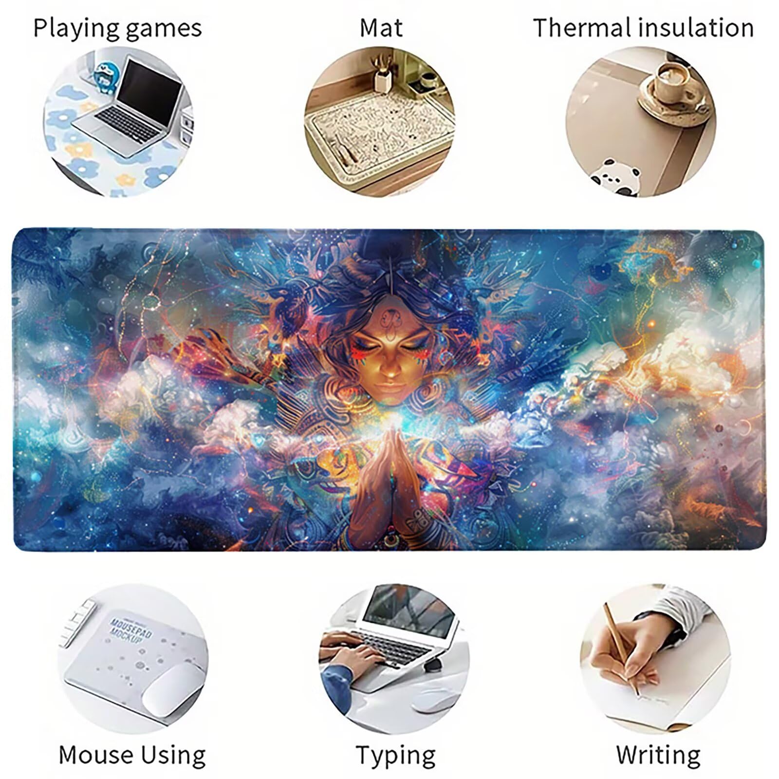 Azul Alfombrilla Ratón XXL 1600x800x3mm, Mujer Grande Mouse Pad 2-3228 | Alfombrilla Ratón Gaming Mejora la Precisión y la Velocidad, Alfombrilla Escritorio para Jugadores de PC, Oficina