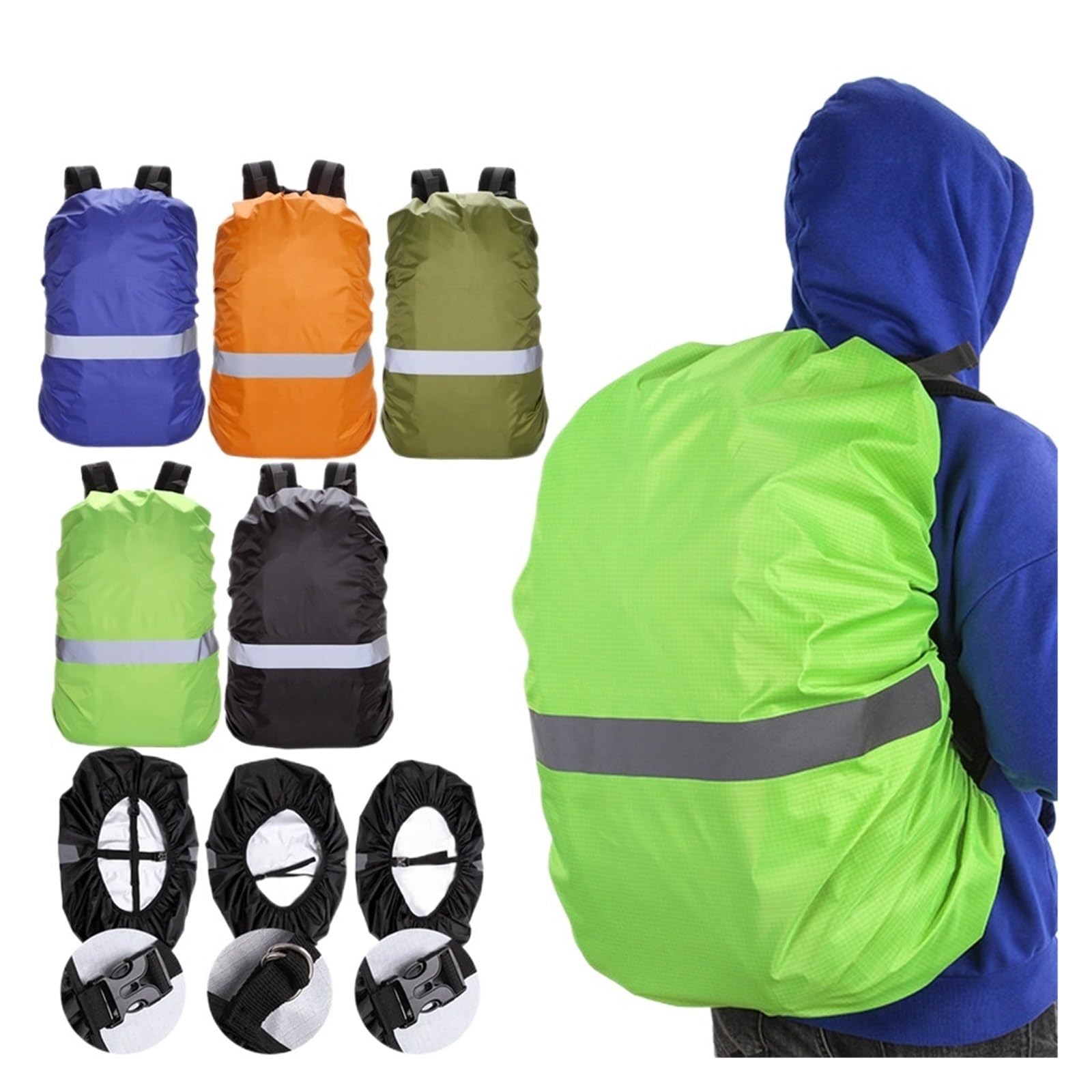 Copri Zaino Impermeabile Protettivo 2 Pezzi di Copertura Antipioggia Riflettente for Zaino da 20L, 35L, 45L, 60L, Borsa Campeggio for Esterni, Escursionismo, Arrampicata