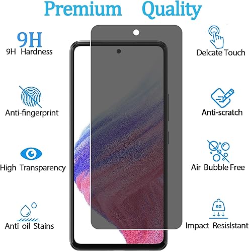 Miniatura 2 de Paquete de 2 protectores de pantalla de privacidad para Samsung Galaxy A53 5G, dureza 9H, arañazos, antiespía, protector de pantalla de vidrio