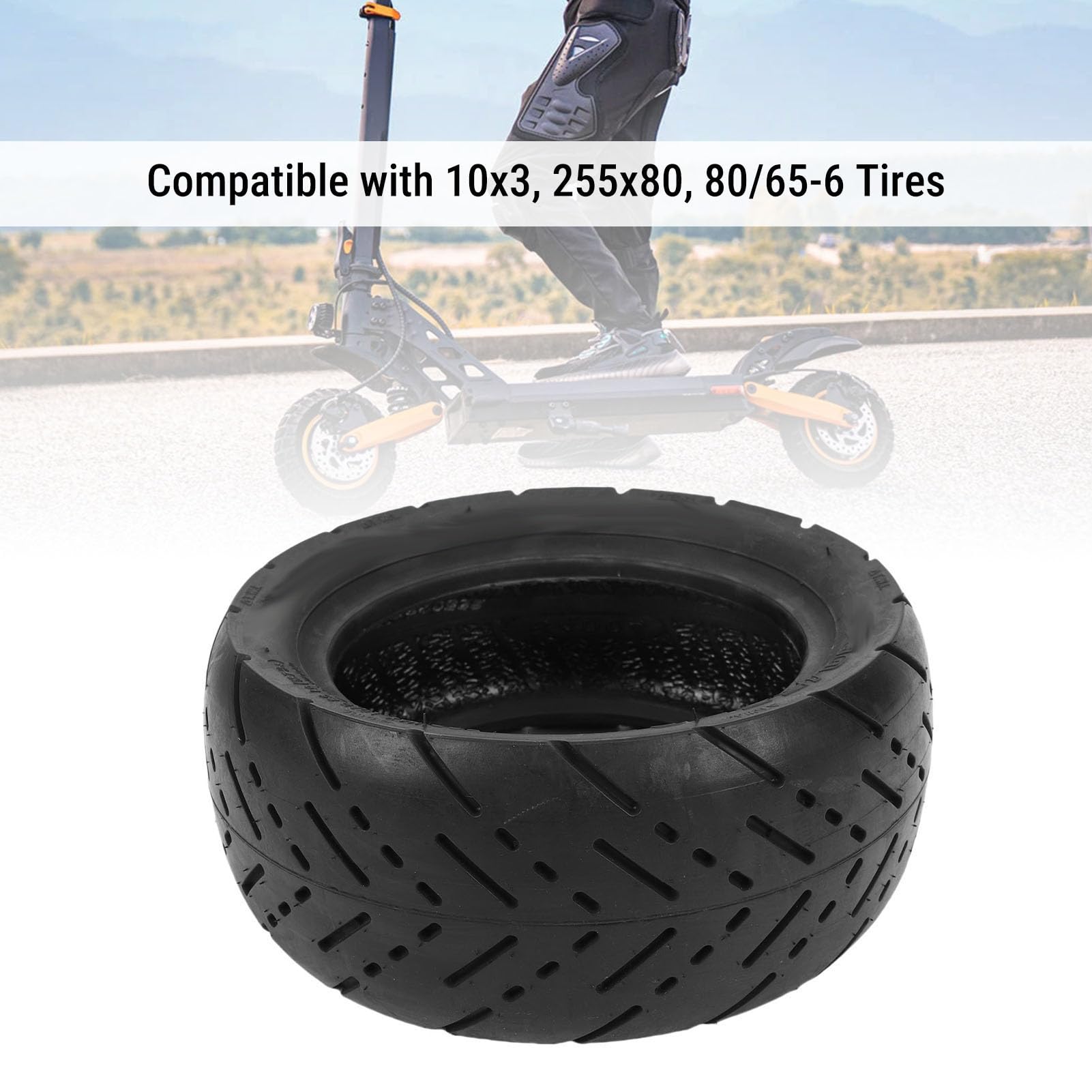 Yctze 10 Pouces 90/55-6 Tennessee Pneu sans Tube pour le Remplacement du Scooter électrique avec une Bande de Roulement Texturée à 4 Couches Toute la Saison Avant ou Arrière Pneu à (Pneu de la