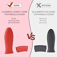 Vista 5 de Cubiertas de mango de sartén de hierro fundido Joyhalo - Paquete de 6, resistentes al calor, fundas de mango de silicona para sartenes de hierro