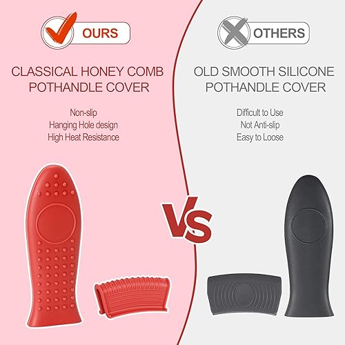 Miniatura 5 de Joyhalo joyhalo - Juego de 6 fundas para mango de sartén de hierro fundido, resistentes al calor, fundas de mango de sartén de hierro fundido,