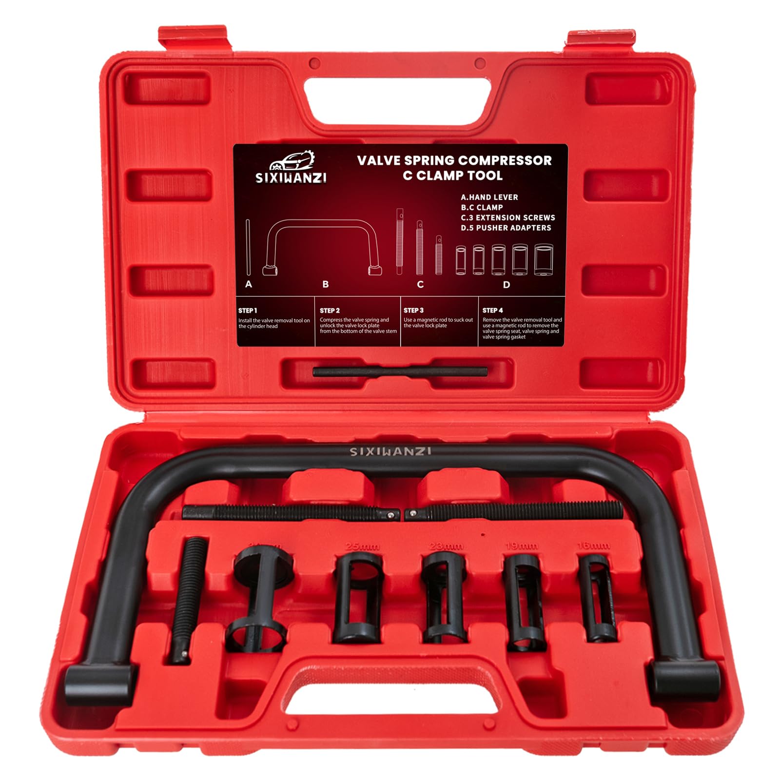 SIXIWANZI Valve Spring Compressor Tool, 10PCS Valve Spring Removal Tool for Car, Motorcycle, ATV, and Small Engines Vehicle Equipment