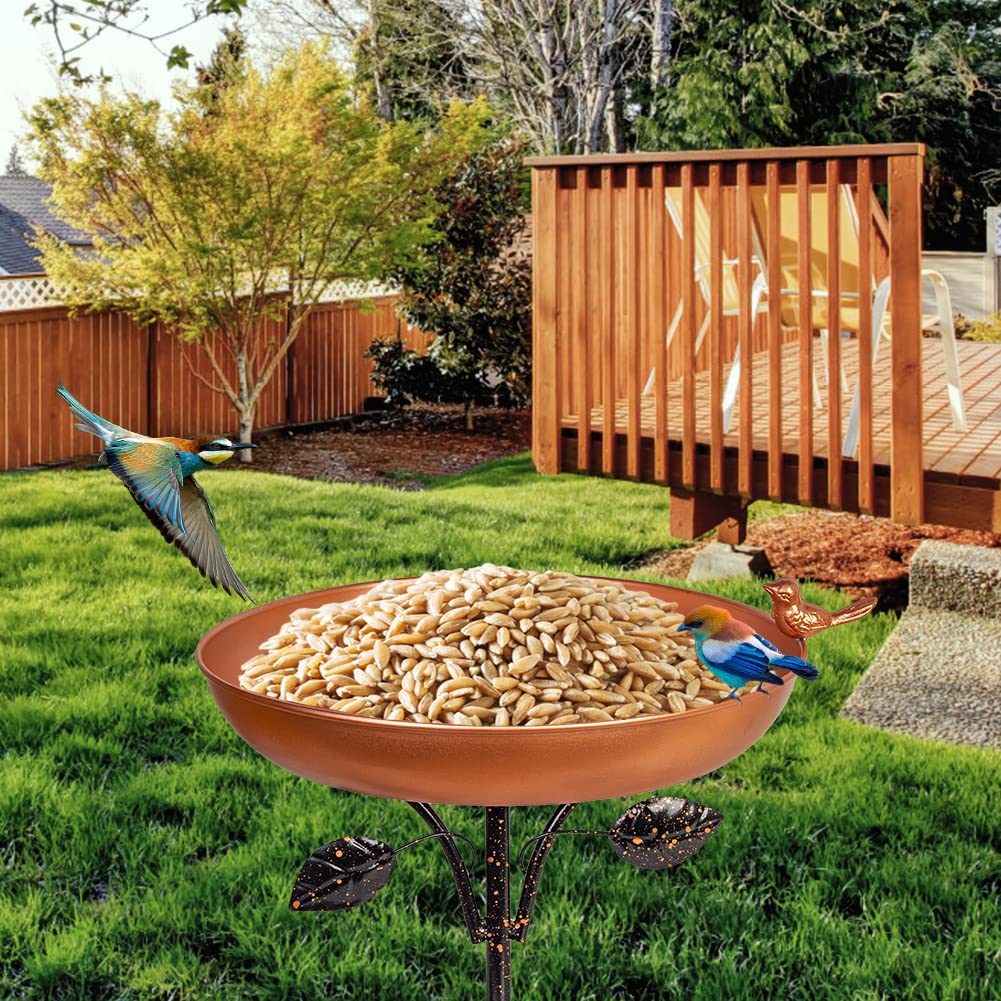 Garbuildman Vasca Per Uccelli Con Base A 5 Rebbi, Ovale, Verde, Ciotola Staccabile Per Giardino - 2