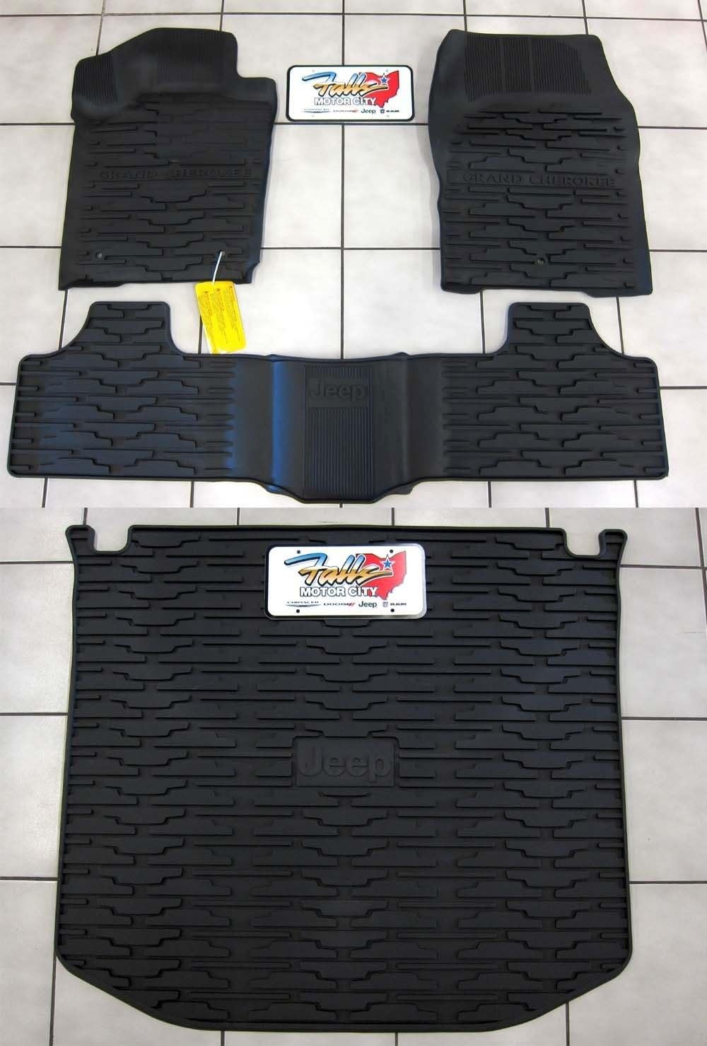2013-2015 Jeep Grand Cherokee Rubber Slush Floor Mats and Cargo Tray Liner Set