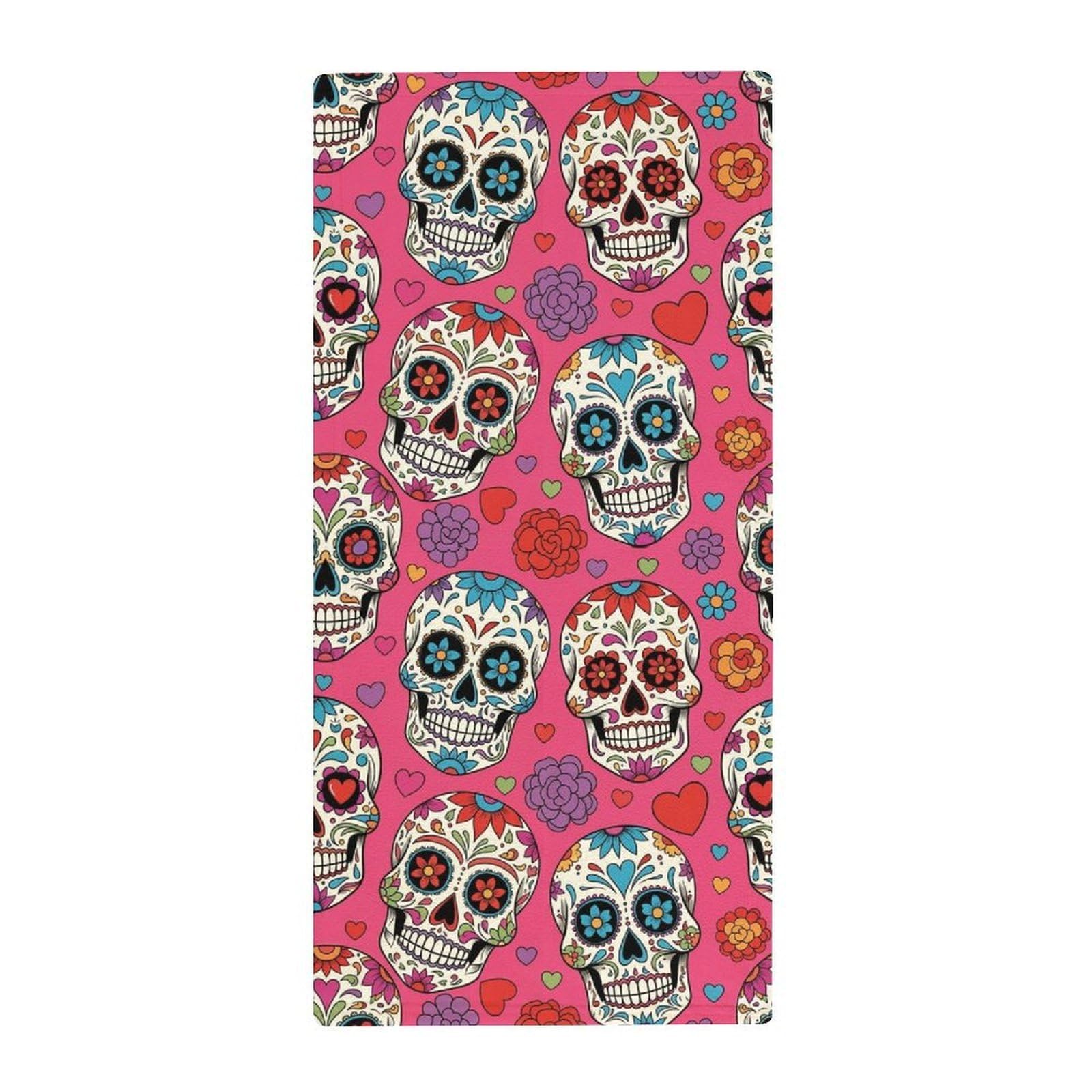 Anceky Soft Microfiber Hand Towels, Sugar Skull Mexcian Decorative Bath Towels for Hotels, Spa & Kitchen Drying Needs