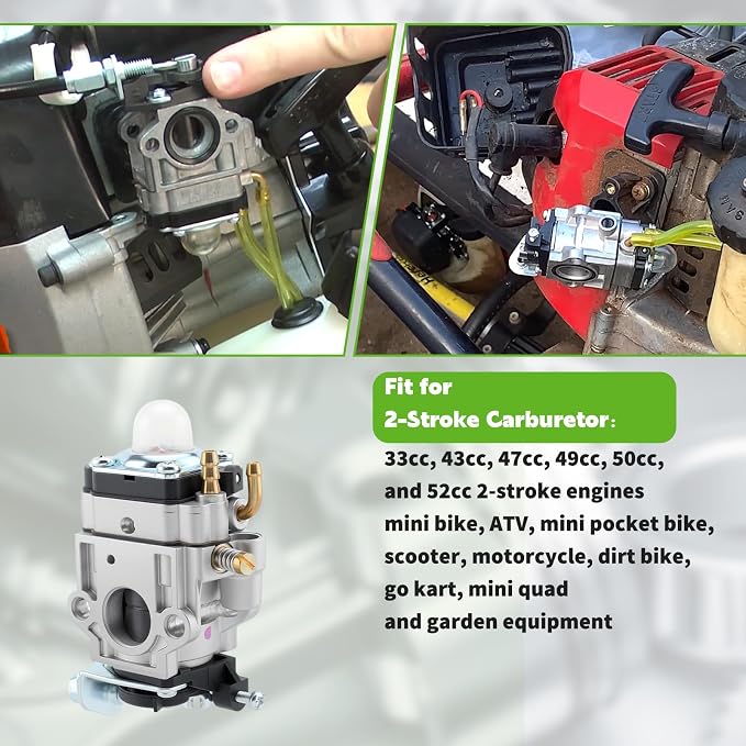 Carburador 2 tiempos para moto 43cc a 52cc miniatura 2