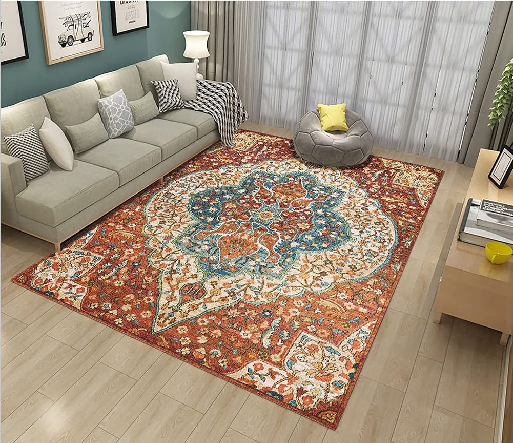 Tapis de décoration salon cosy avec ce grand tapis de zone floue rectangulaire