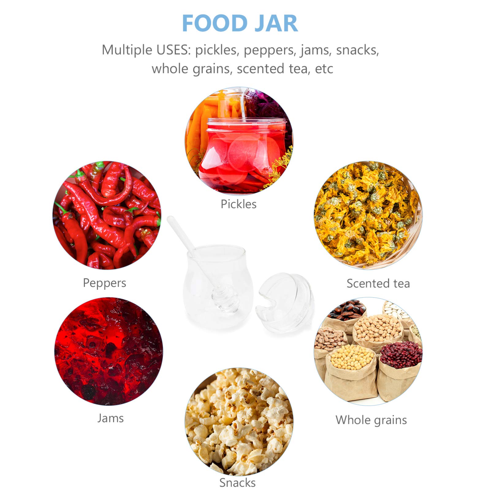 LABRIMP 1pc Glass Honey Jar Food Canister Storage Container Syrup for Coffee Drink Dispensers Beehive Honey Pot Containers for Food Candy Containers Honey Storage Jar Transparent re-usable