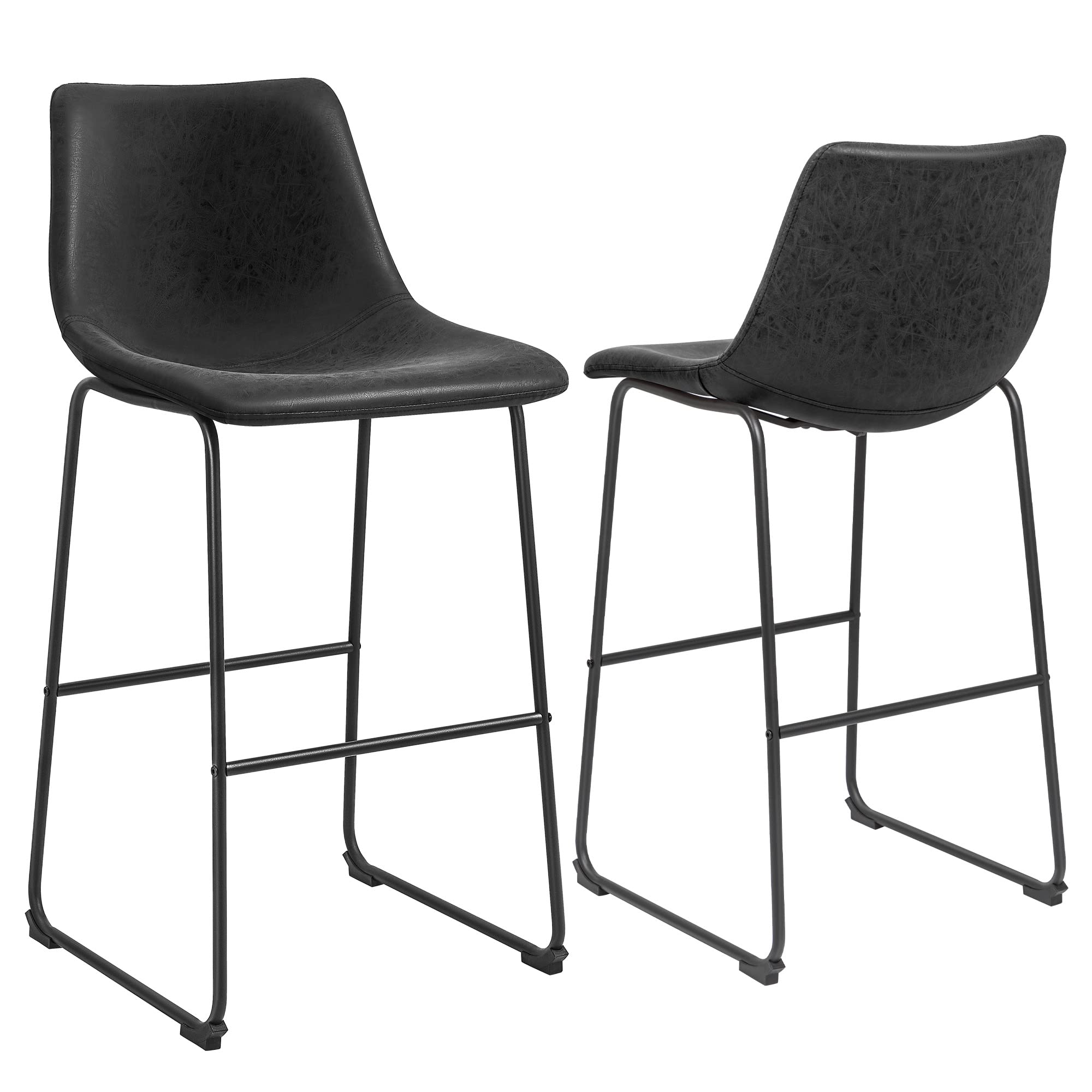 HomallBar Stools Set of 2 Counter Height Stools Dining Chair Pu Leather Metal Bar Stool Modern Chair for Home, Kitchen, Dining Room