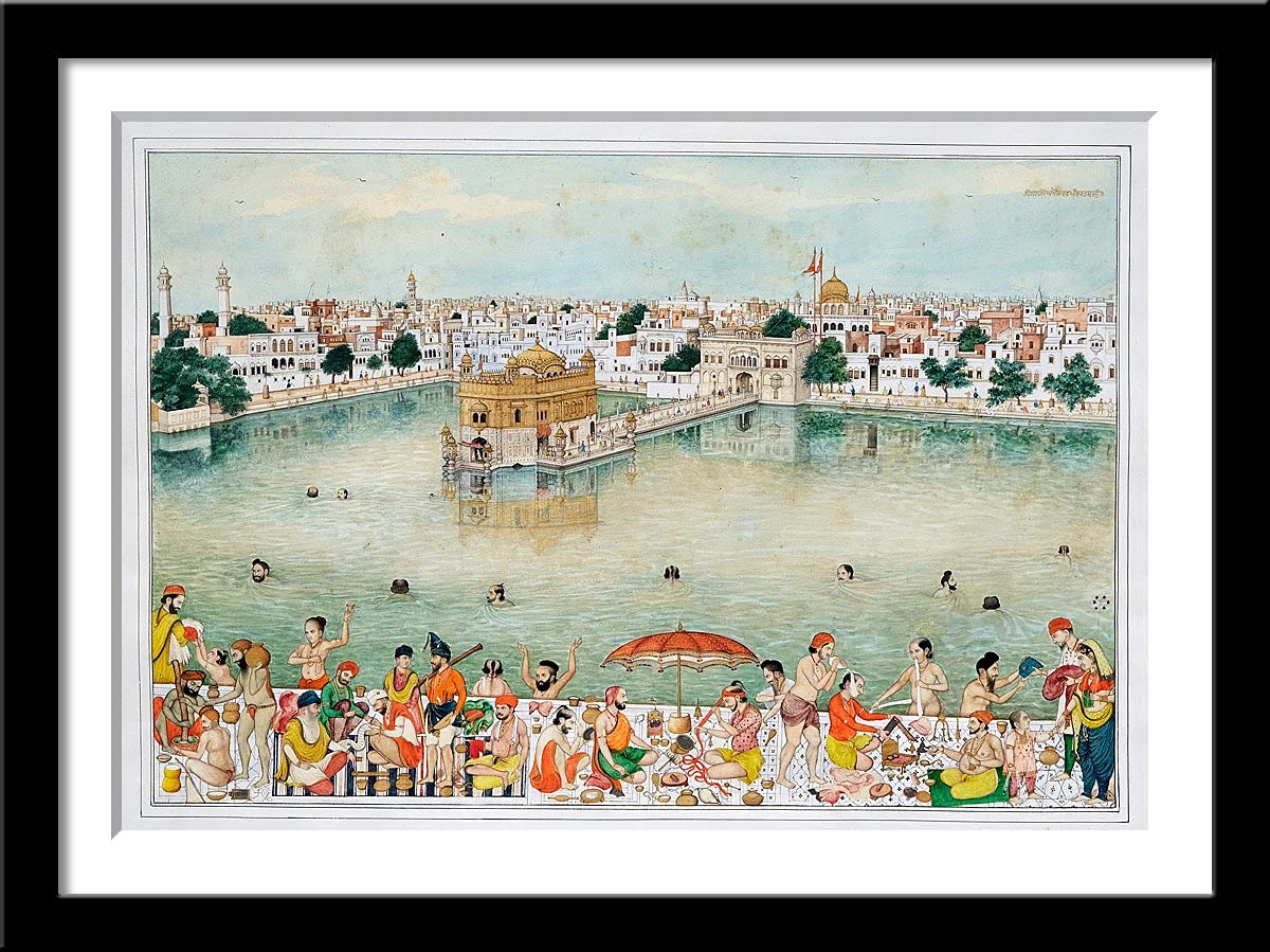 Tallenge - Harmandir Sahib (Golden Temple) Amritsar, Punjab, India - Bishan Singh Musavar Ambaratsr Ji - Vintage 1860 Indian Sikh Art - Small Framed Poster(Paper,12x17 inches, Multicolour) (B09H7PC9J1) Amazon Price History, Amazon Price Tracker
