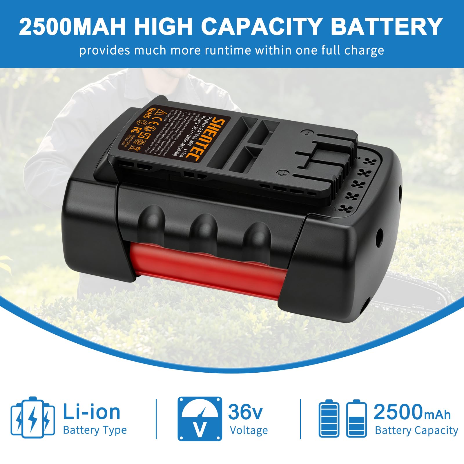 Batteria agli ioni di litio da 36 V compatibile con Bosch Rotak 34 37 43 1600Z0003C 2607336003 2607336004 2607336107 BAT810 BAT836 BAT8400003D