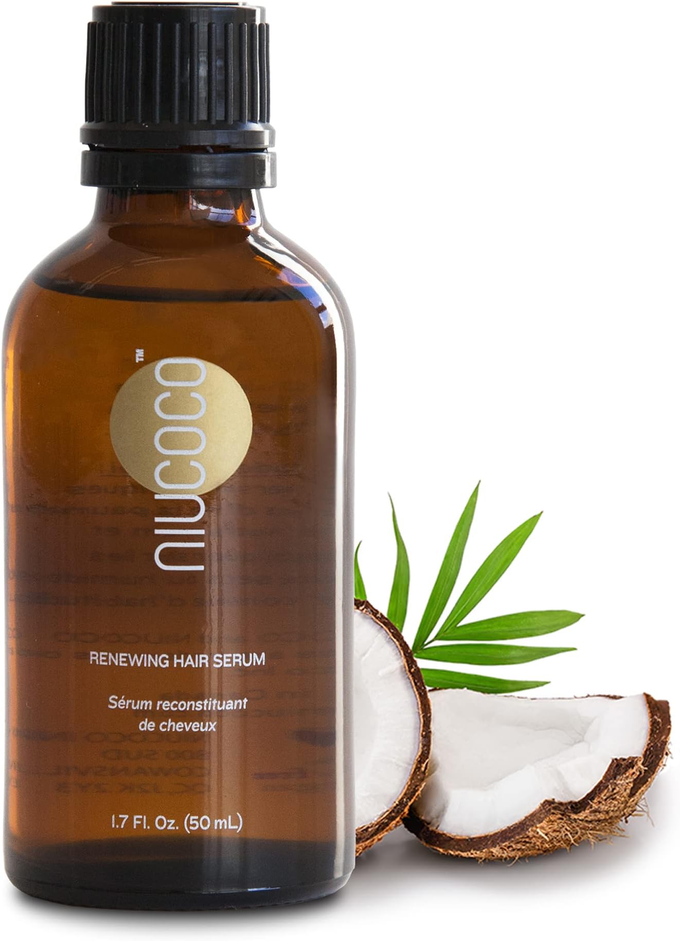 Renewing Coconut Oil Hair Serum, Nourishing Hair Oil for Split Ends, Color and Heat Damage, 1.7 fl oz, 50 ml