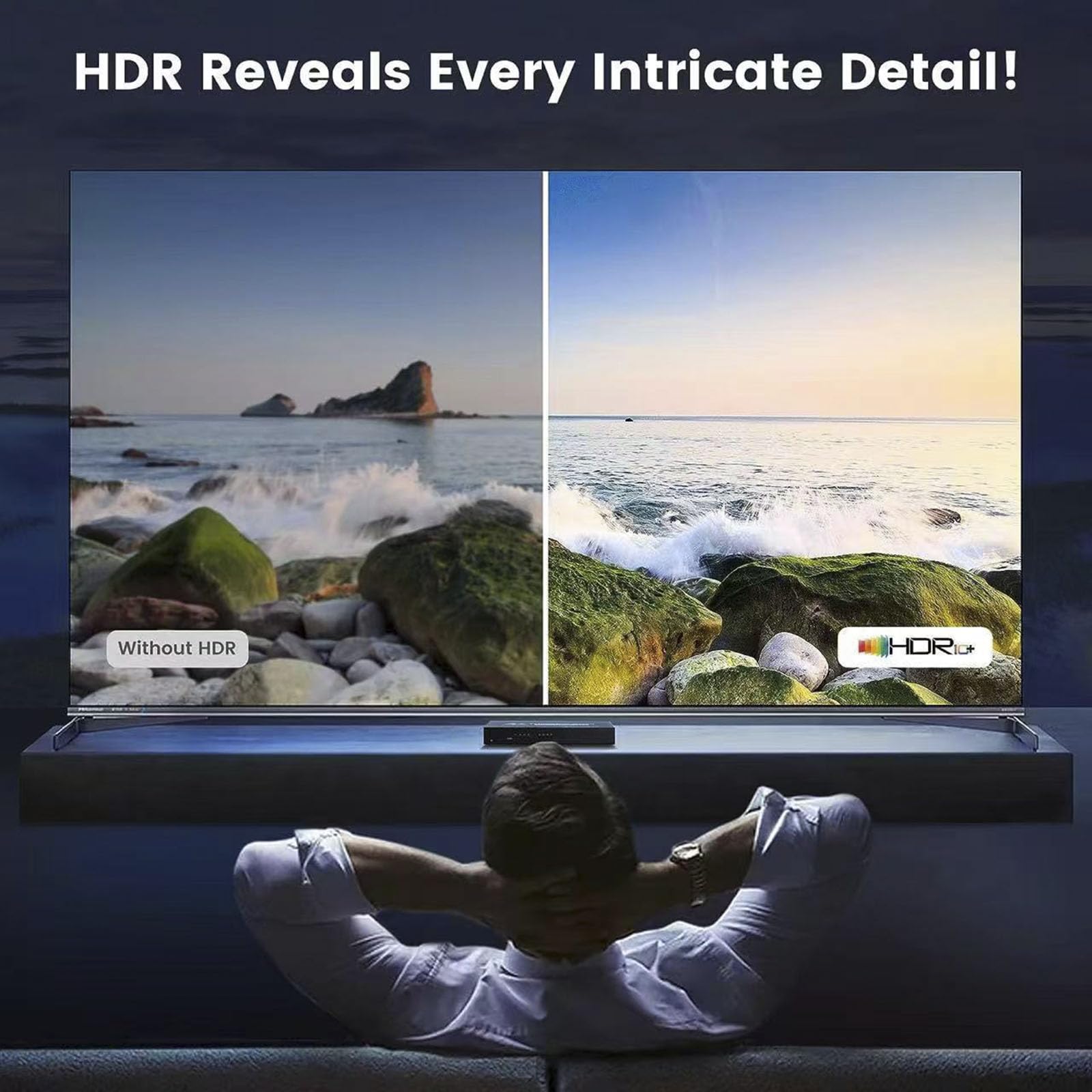 Conmutador HDMI 7 × 1 4K @60Hz 7 canales HDMI sin costuras 7 en 1 salida 【Con 1 mando a distancia IR + 1 cable de alimentación】Compatible con tecla de panel de conmutación automática HDMI2.0