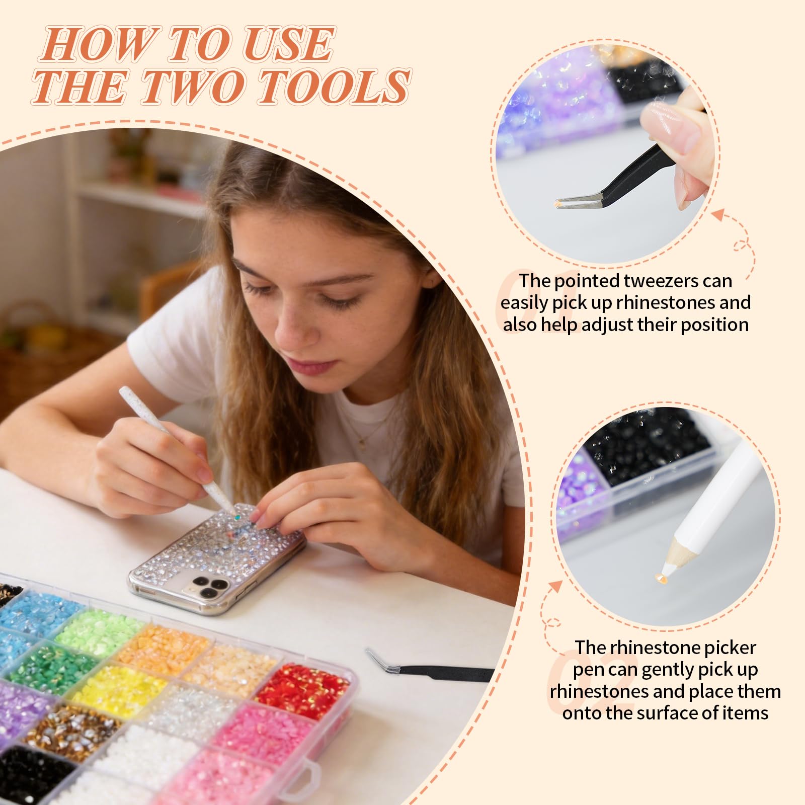 24000+ Pièce Strass, 24 Couleurs 3mm Bedazzling Kit pour les Loisirs Créatifs, DIY sur Textiles, Tasses, Cadres Photo, Coques de Téléphone et Livres, Strass a Coller pour Nail Art et Maquillage