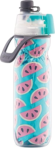 O2COOL Mist 'N Sip Misting - Botella de agua 2 en 1 con función de niebla y sorbo sin fugas, botella de agua deportiva reutilizable, 20 onzas