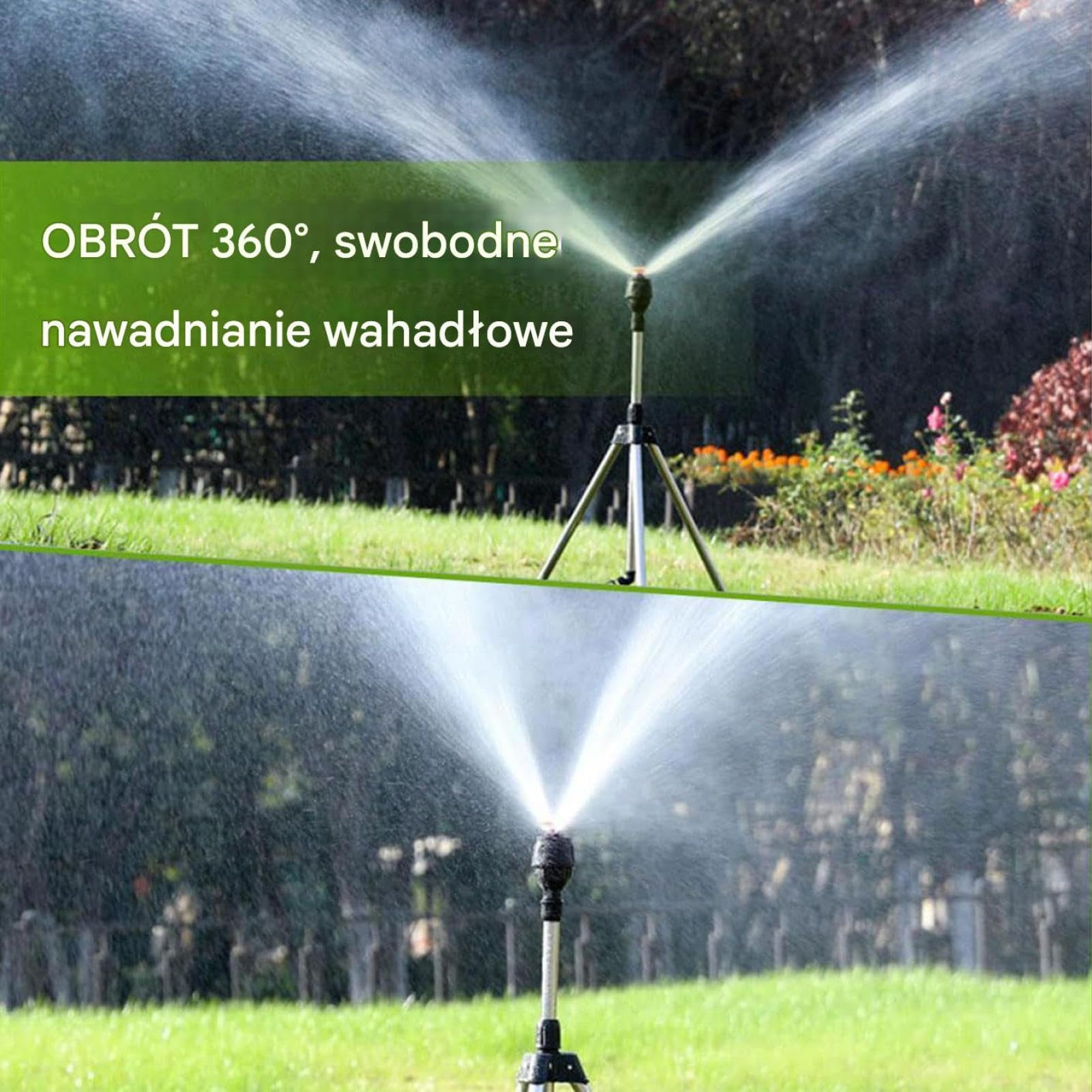 Sprinkler on Tripod, 360 Degree Large Area Irrigation Sprinkler with Adjustable Sprayer, Automatic Watering System for Outdoor Pathway Backyard Garden Farm Use