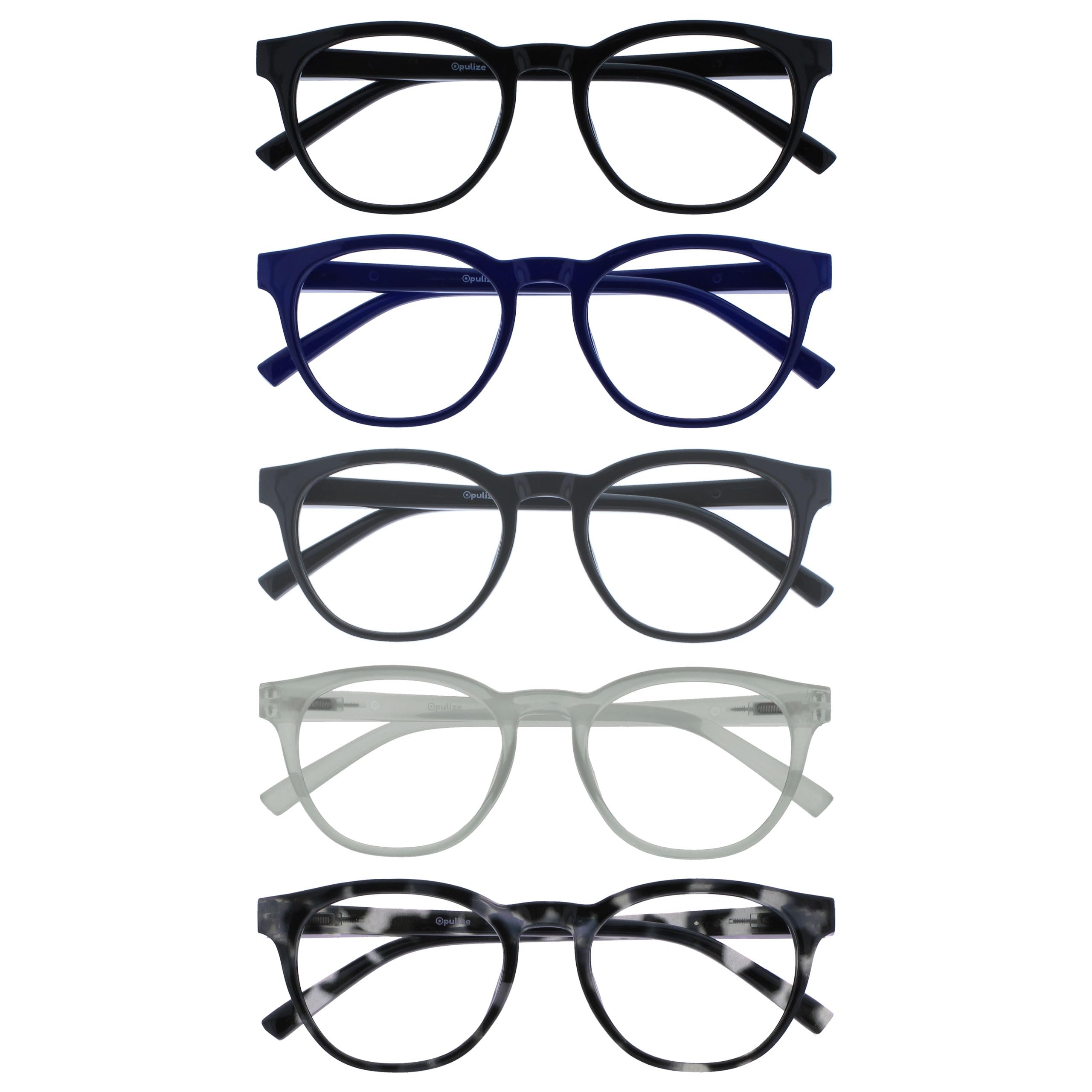 OPULIZE Blu Gafas con Bloqueo de Luz Azul Montura Redonda Negra Gris Carey Bisagras de Muelle Mejoran el Sueño Ordenador Gaming Antirreflejante Hombre Mujer B5-W +0.00 — view 32