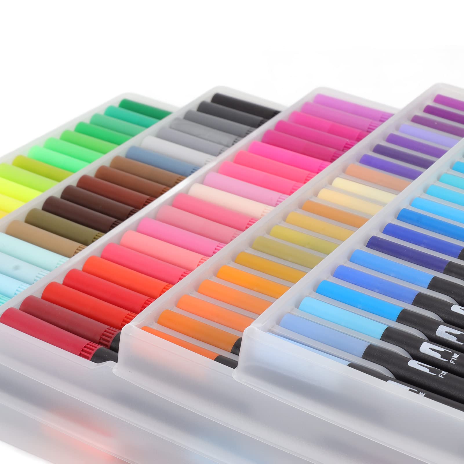 Pennarelli a Punta Doppia, Pennarelli Lavabili da 100 Colori, Set di Pennarelli a Punta Morbida per Ampie Applicazioni per Studenti