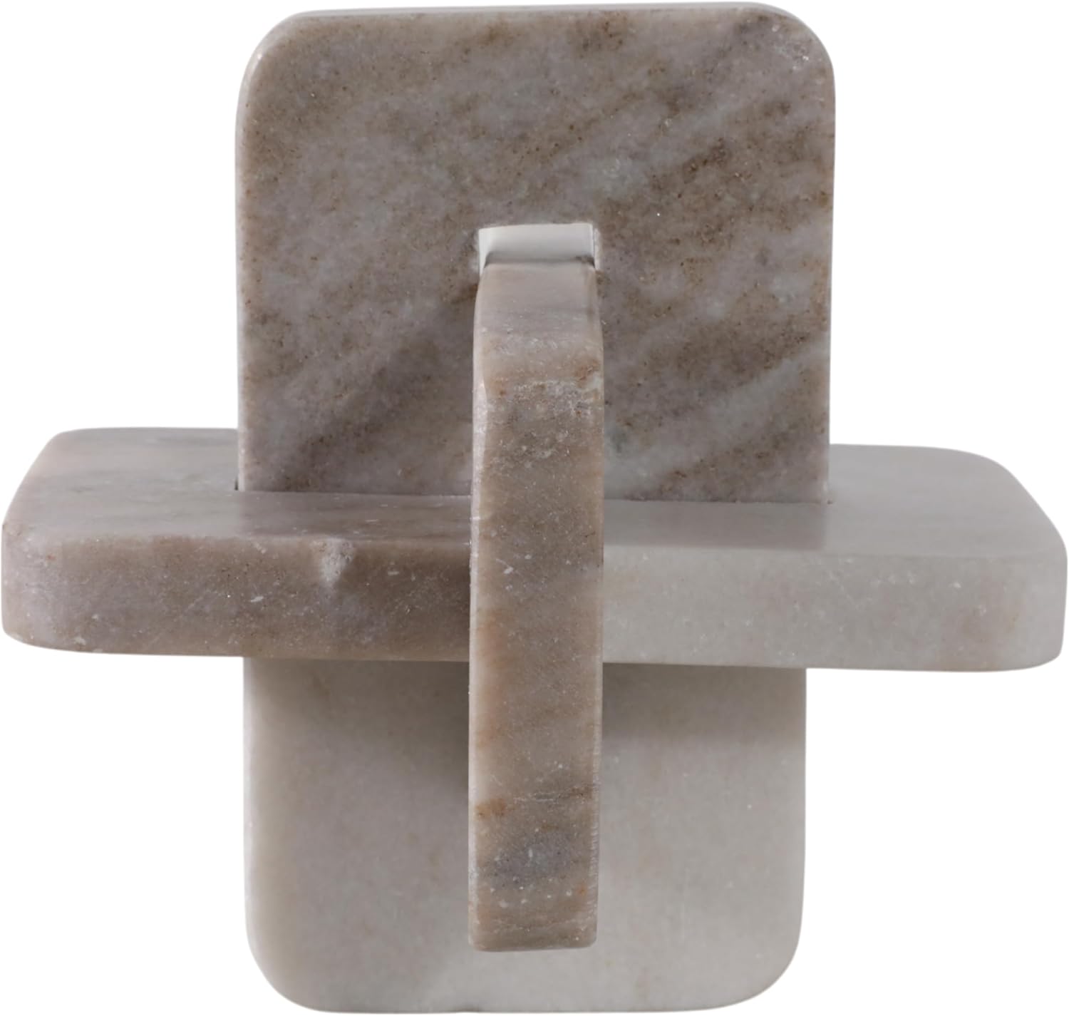 Decorative Marble Knot Sculpture for Home Decor - Contemporary Bathroom, Office, or Living Room Decorative Object - Artistic Accent for Shelf, Coffee Table Decor, or Office Desk - 7", White & Tan