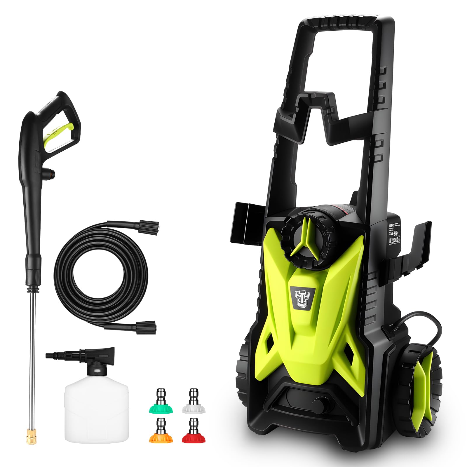 Pressure Washer Power Washer: DEKOPRO Electric Portable Pressure Washer with 35FT Cord and 26FT Hose, High Pressure Cleaning Machine for Cars, Driveway, Patio, Fence, Deck