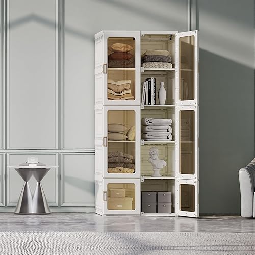 Miniatura 2 de HYLA - Armario portátil de ropa, decoración de dormitorio de plástico, organizador de almacenamiento de cubo de profundidad con puertas