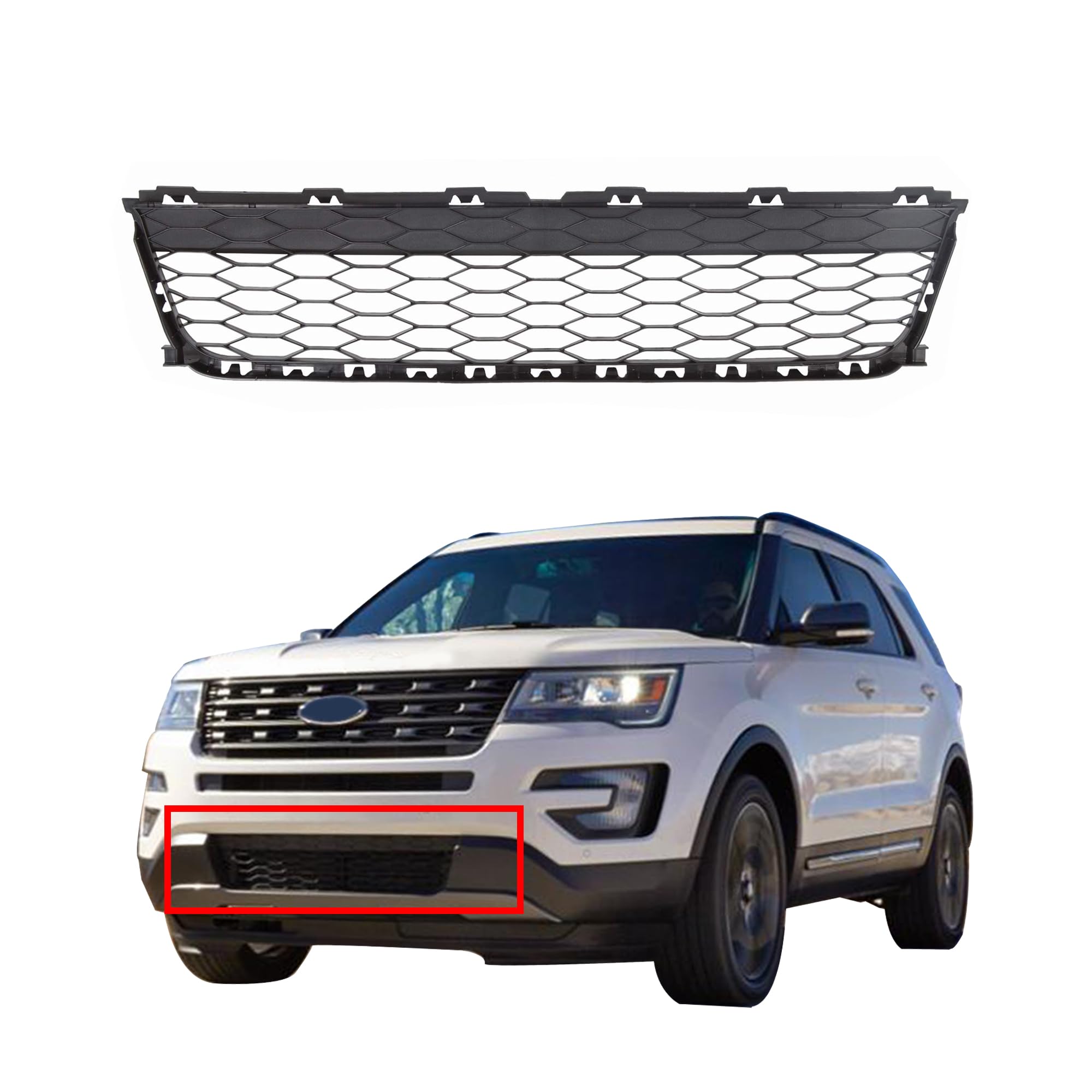 PartsFlow Lower Bumper Grille Front Grill Plastic Insert For 2016 2017 2018 2019 Ford Explorer FB5Z17K945AA