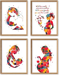 Watercolor Maternity Pregnancy Breastfeeding Baby Bond Illustration Art Print Set for OBGYN Clinic Display, Lactation Room Motivation, Nursery Empowerment, Bedroom Serenity, Office Mothers Space Accent, Young Mom Surprises, Expectant Parent Tokens, Midwife Appreciation Gifts, Gynecologist Honors, Baby Shower Tokens, Mothers Day Keepsakes, Graduation Markers, Festival Nurture Souvenirs, Mentorship Tokens - 8x10 Unframed Print Set