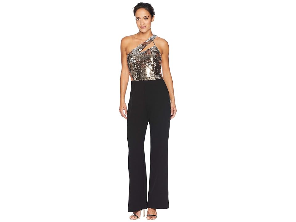 

ALEXIA ADMOR One Shoulder Sequin Jumpsuit (Black Multi) Women's Jumpsuit & Rompers One Piece