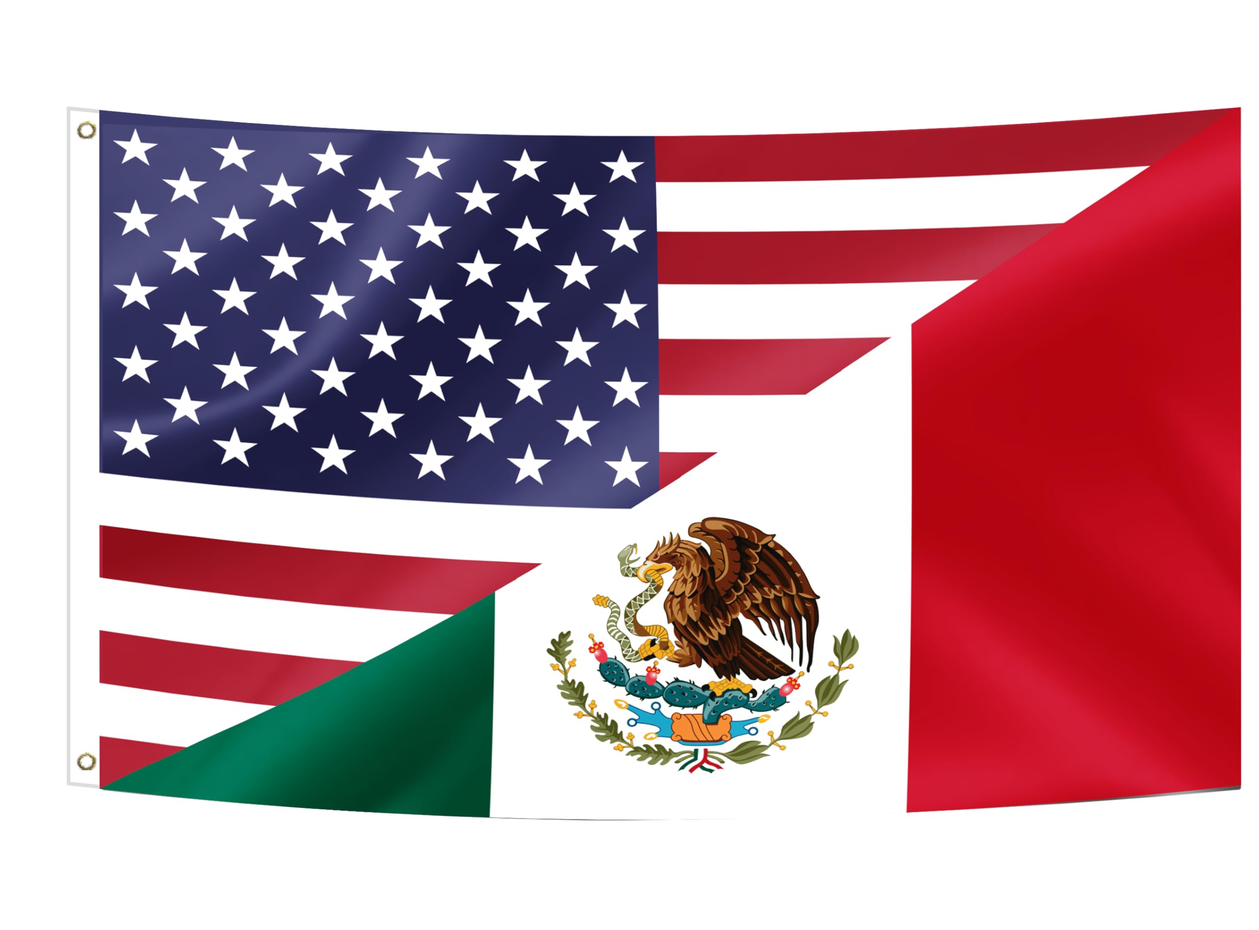 Mexico USA Flag 3x5FT Mexican America Friendship Flags Polyester with Brass Grommets Vivid Color Indoor Outdoor Decor (3x5FT)