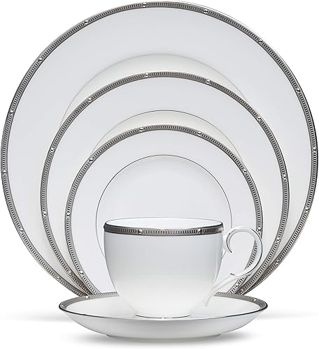 Noritake Rochelle Platinum - Ajuste de 5 piezas, color blanco