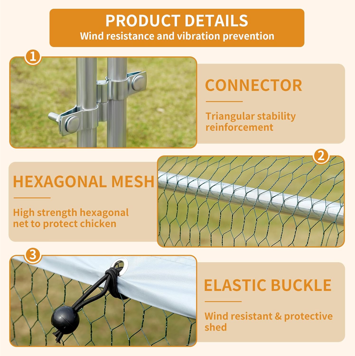 Large Metal Chicken Coop, Chicken Coop Run for 6/10 Chickens, Walk-in Chicken Runs for Yard with Anti-UV Cover, Spire Roof Hen House for Backyard, Duck Rabbit Cage Poultry Pen 6.6 x 9.8 x 6.5 ft