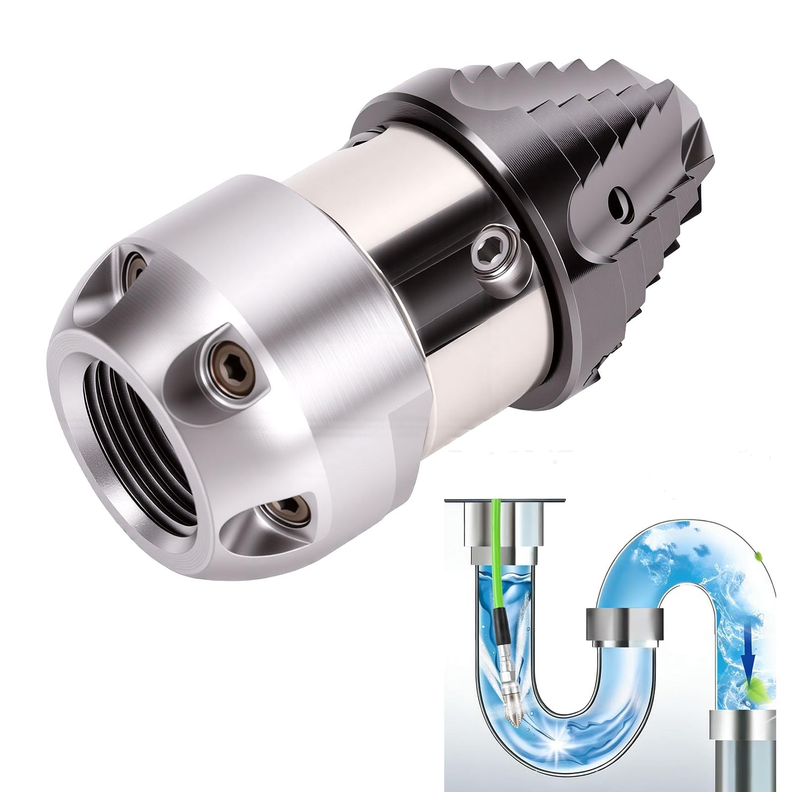Boquilla de Chorro para Alcantarillado de Acero Inoxidable 40 L/min