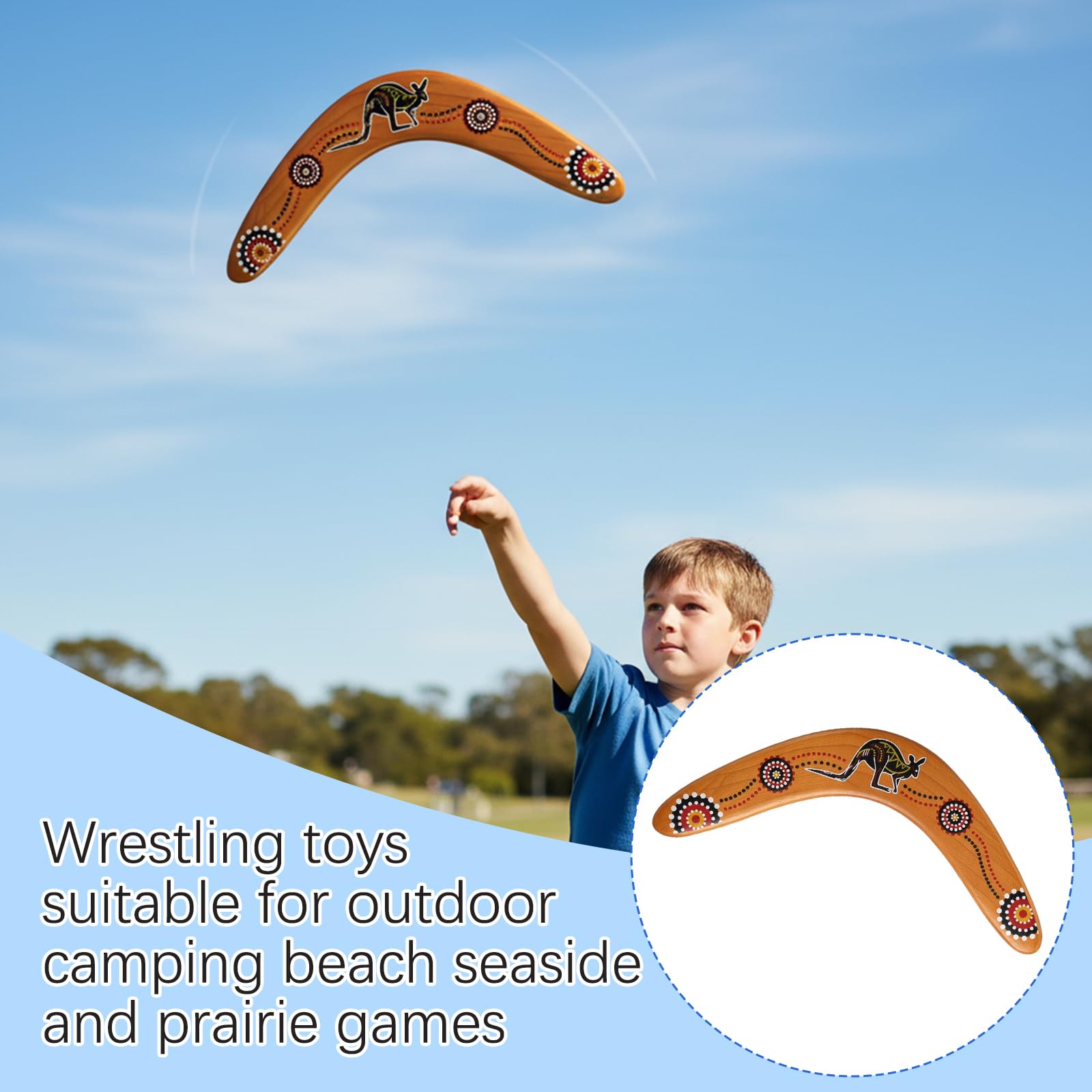 GYTFOG Handmade Boomerang, Easy to Throw Flying Ring V Shaped Boomerangers Unique Design - Image 4