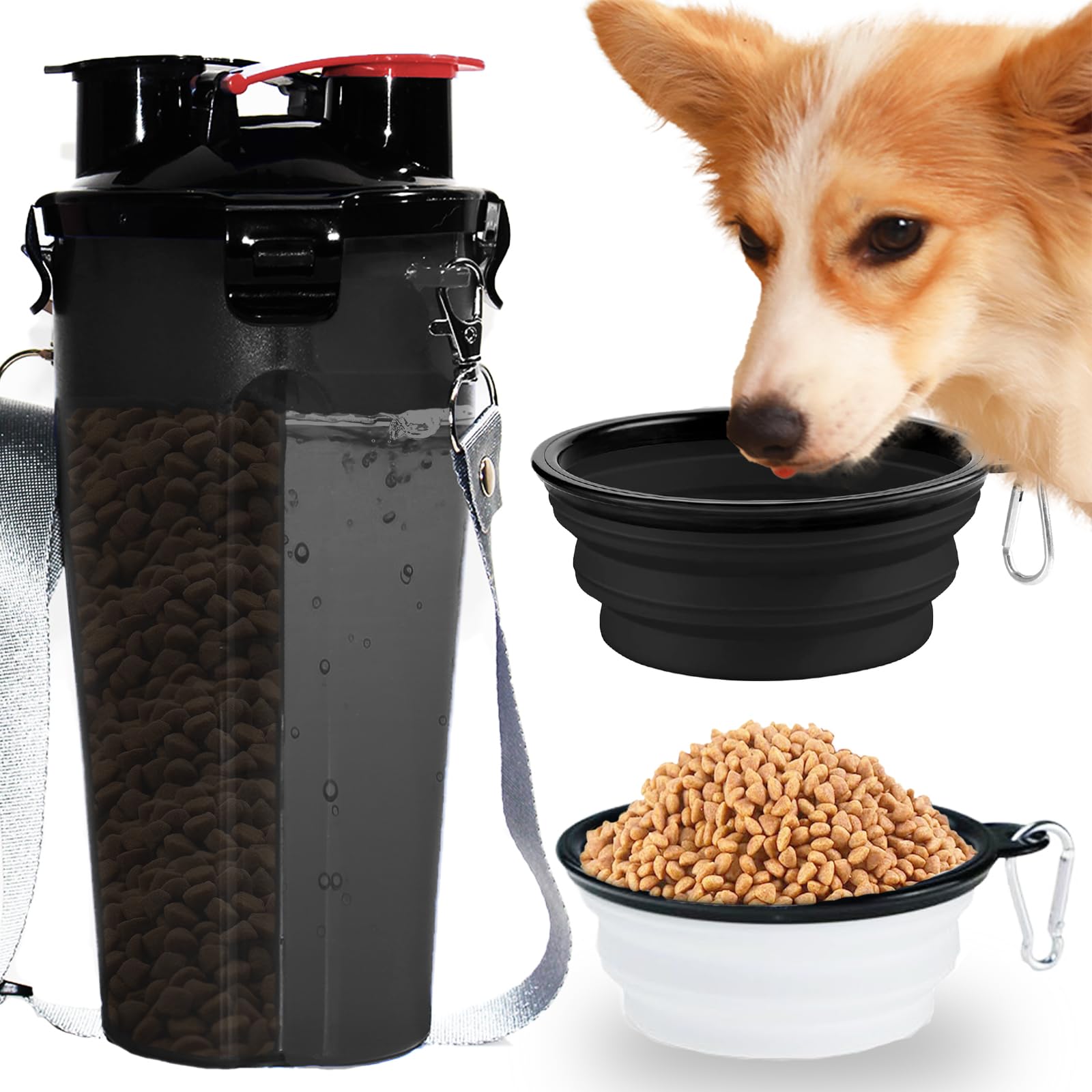 Borraccia per cani, grande capacità per cani da viaggio Nero