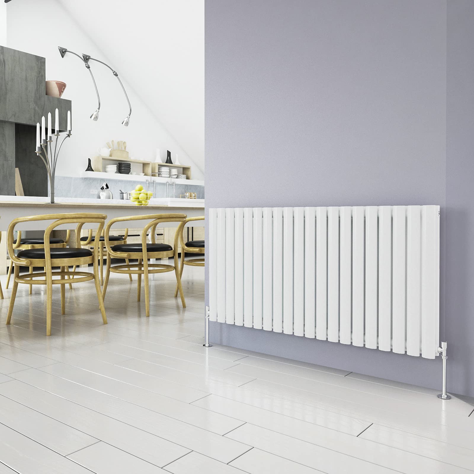 Horizontal Column White Radiator Oval Double Designer Radiator 600x1180mm Central Heating Interior Design
