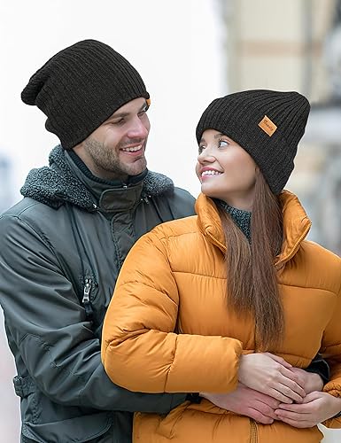 Miniatura 7 de Gorros de lana para hombres y mujeres, gorro de invierno de forro polar, gorro de punto grueso, gorro térmico para nieve, regalo con puños