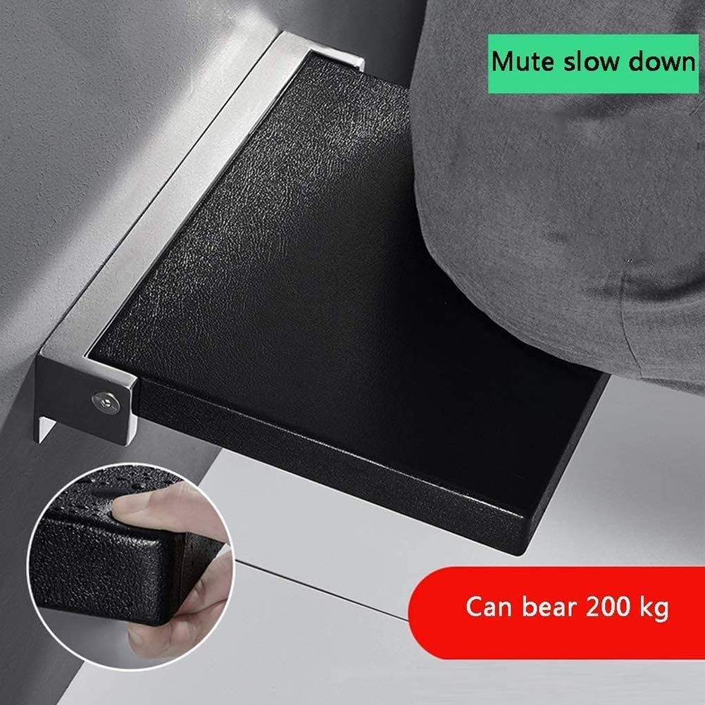 Stools,Shower Stool Wall Mounted Folding Stool Toilet Shower Room Folding Chair Shoe Bench At The Door Soft Leather Material Anti-Collision Shower Bench for Inside Shower,Black