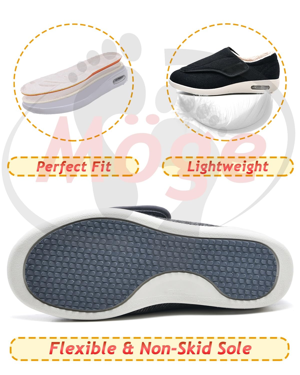 Scarpe con Strappo Uomo Donna Invernali Caldo Peluche Scarpe per diabetici da Extra Largo Regolabile Scarpe da Passeggio per gonfiore dei Piedi Ampie Larghezza Scarpe sanitarie