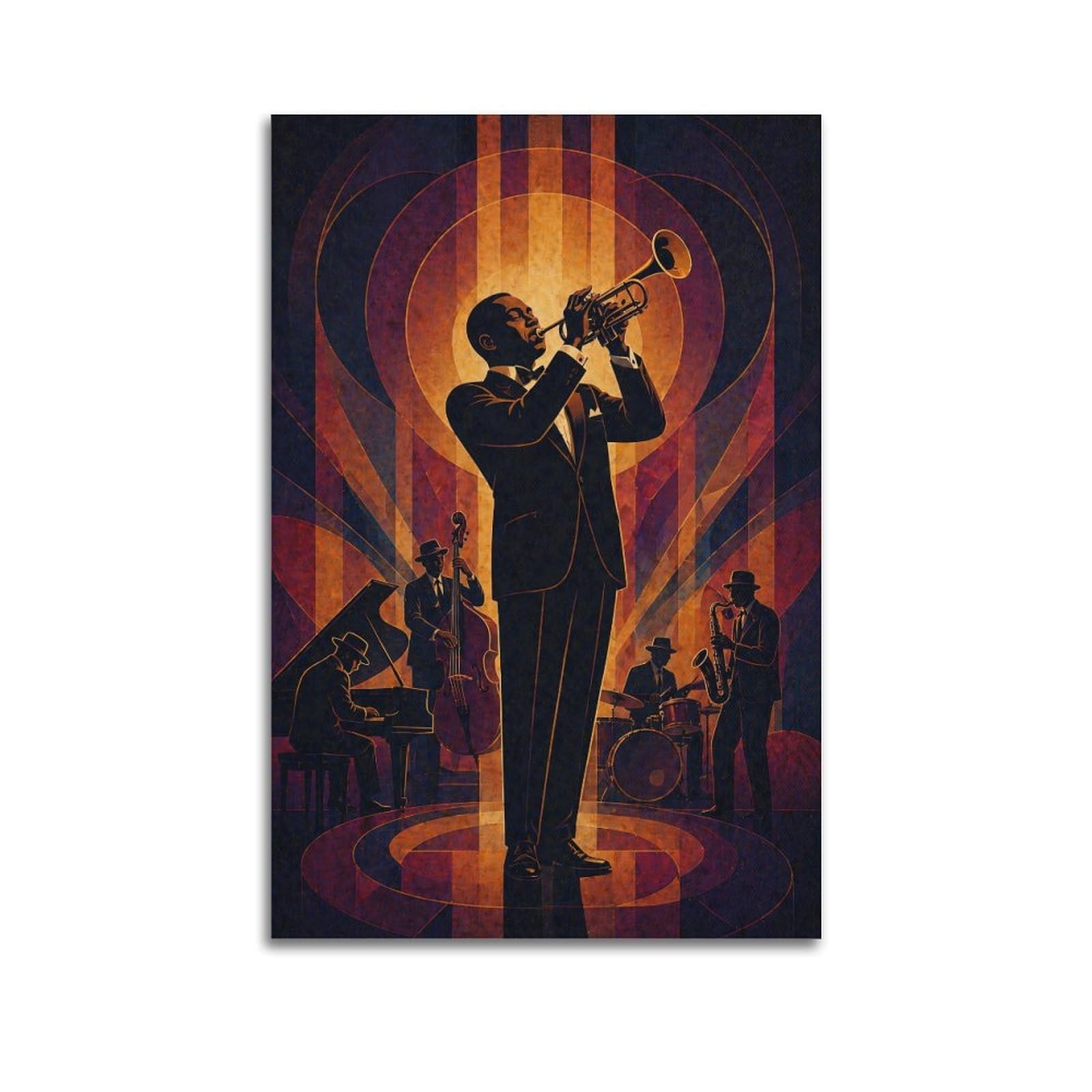 Okngb Unframe-Style Vintage Harlem Music Poster Jazz Legendary Trumpeter Decorative Painting Canvas Art Picture 24X36inch(60X90cm)