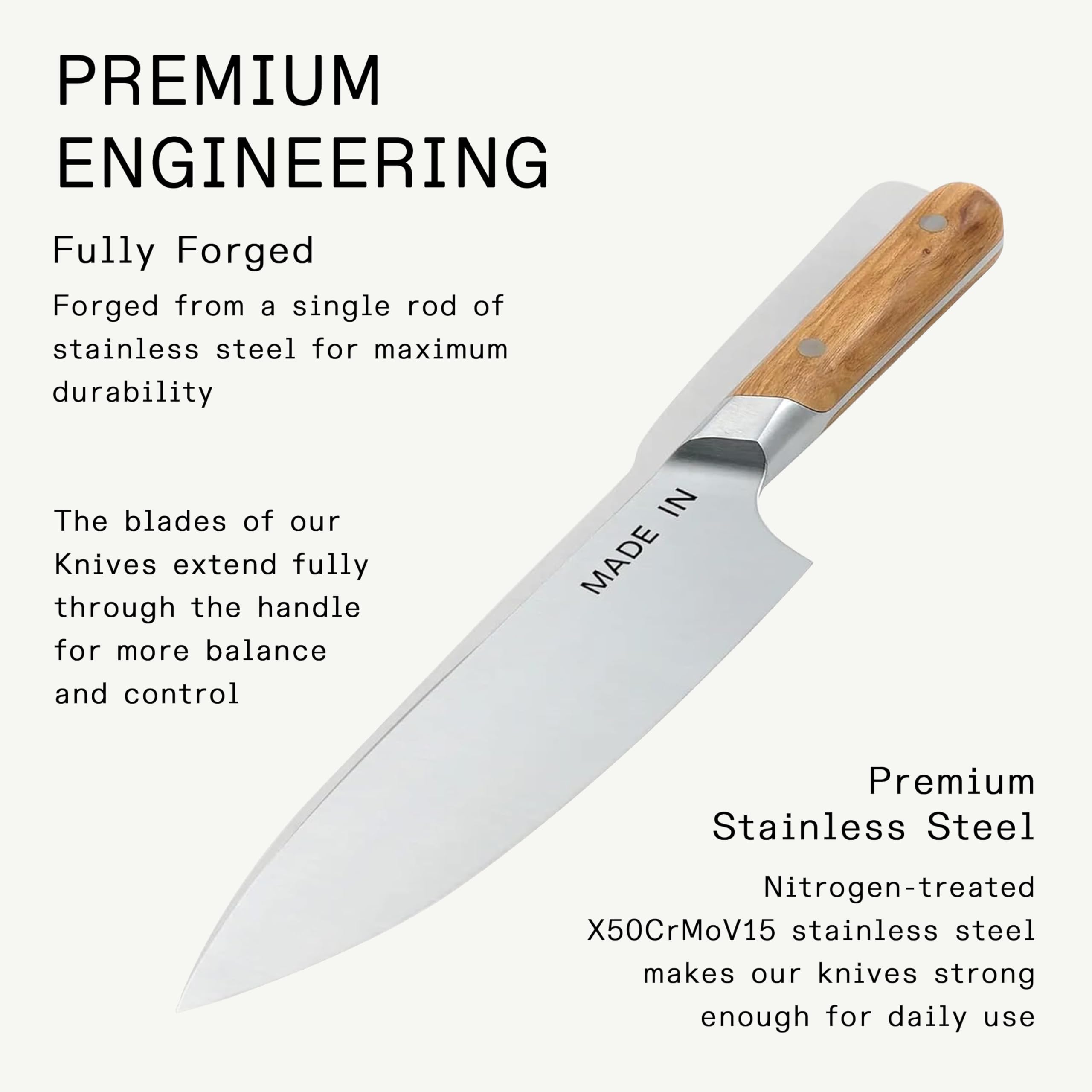 Made In Cookware - 8" Chef Knife - Crafted in France - Full Tang With Olive Wood Handle — Amazon image 3